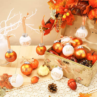 12 Pcs Ball Ornaments Fall Decorations Autumn Ball Ornaments for Tree Plastic Fall Harvest Hanging Decorations 4th of July Decor for Home Decor